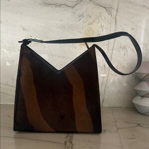 Salvatore Ferragamo Brown and Black pony  Shoulder Bag